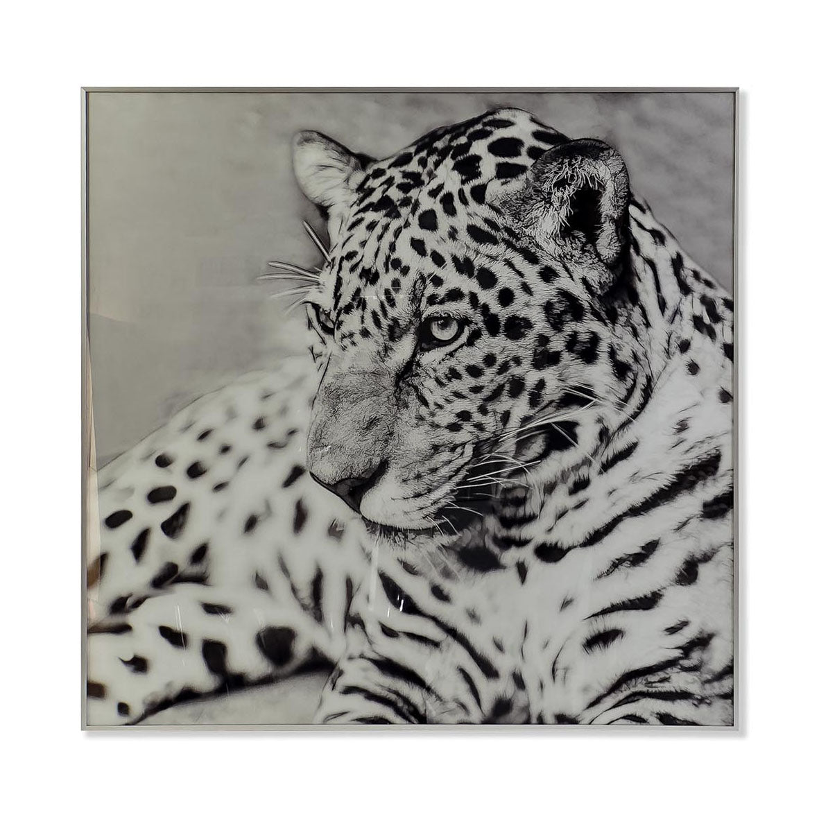 Cuadro Leopardo Blanco y Negro